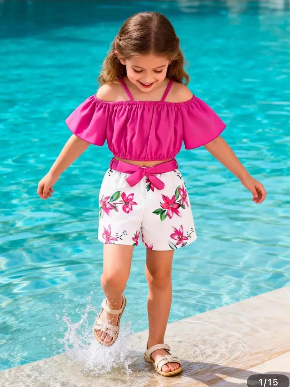 1- Pink Floral Two-Piece Girls Matching Set for age 2-3
(NO BELT)